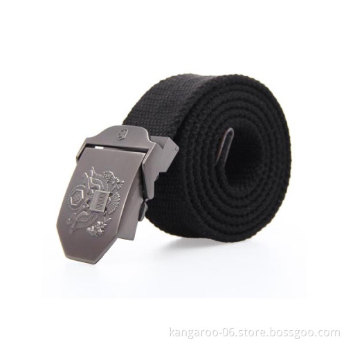 Woven Military Belt With Metal Buckles